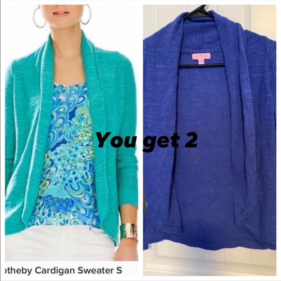 Lilly Pulitzer Cardigans Teal & Royal Blue - Picture 1 of 5